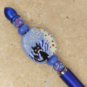 Beaded stylus for ipad and phone ( cat tree blue stylus)